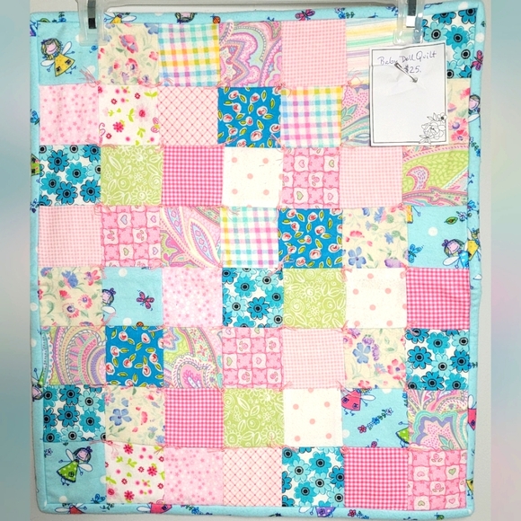 BABY DOLL Patchwork Quilt for 18 Inch Doll Handcrafted Soft Warm Heirloom Qualit - Picture 1 of 8